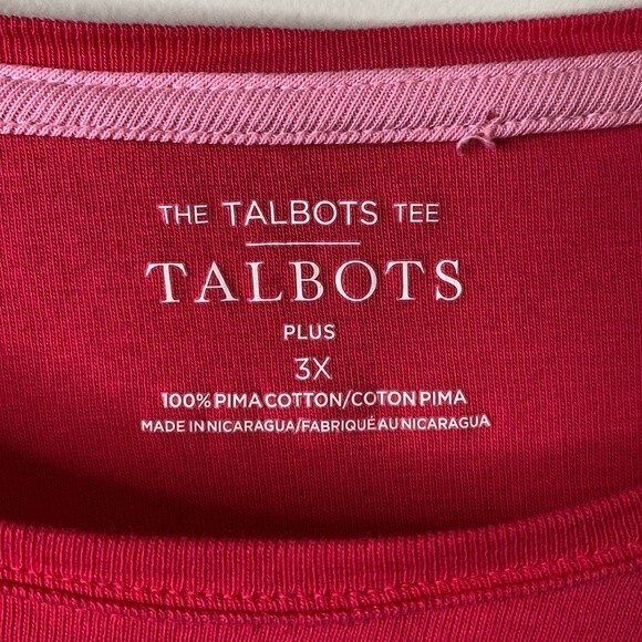 Talbots Tee 100% Pima Cotton Hot Pink Top Crew Neck Short Sleeve Barbiecore Soft - Picture 4 of 11